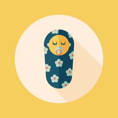 Bebek uzun gölge düz simgesi