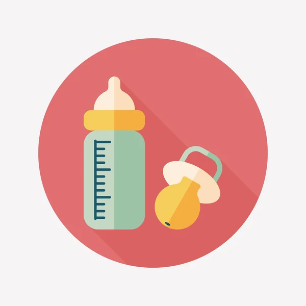 Baby fles platte pictogram met lange schaduw, eps 10 — Stockvector