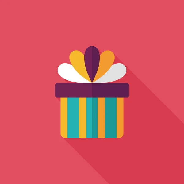 Gift flat icon with long shadow, eps10 — стоковый вектор