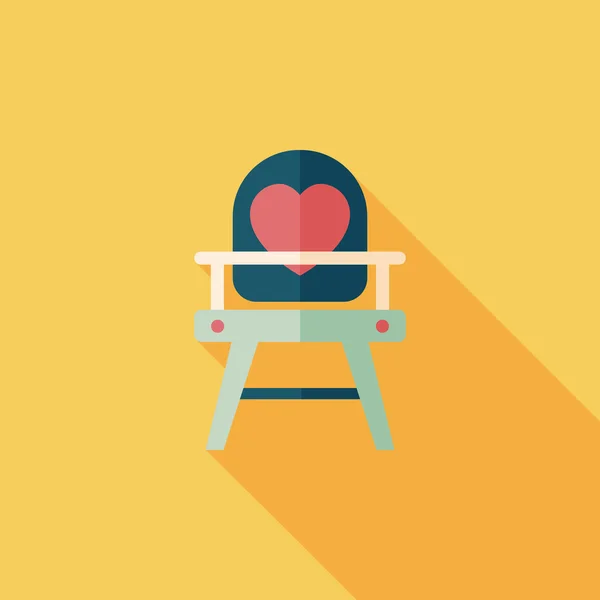 Bebek sandalyesi düz simgesi ile uzun gölge, eps10 — Stok Vektör