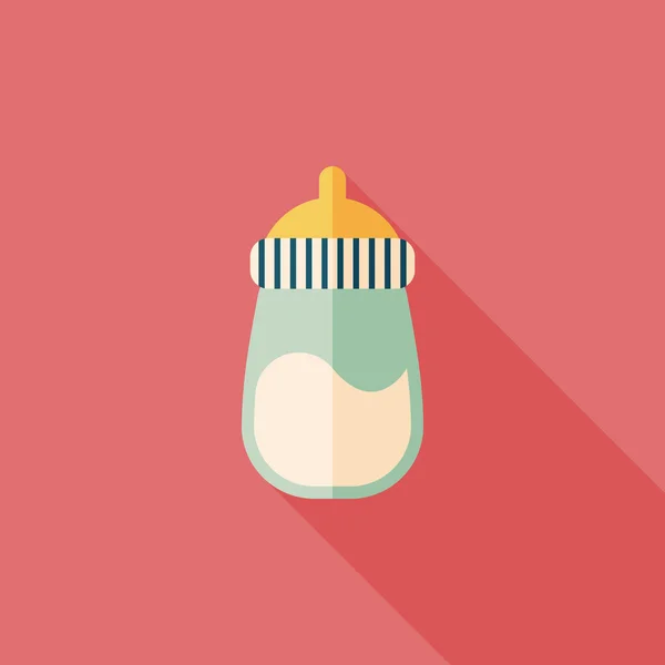 Baby bottle flat icon with long shadow, EPS 10 — стоковый вектор