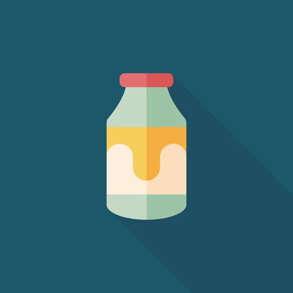 Icône plate de lait avec ombre longue, eps10 — Image vectorielle