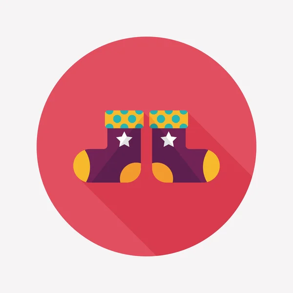 Christmas stocking flat icon with long shadow, EPS 10 — стоковый вектор