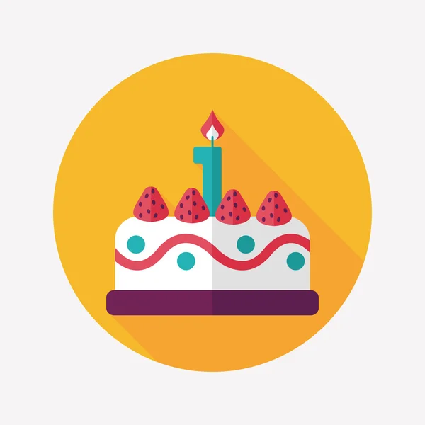 Verjaardag cake platte pictogram met lange schaduw, eps10 — Stockvector