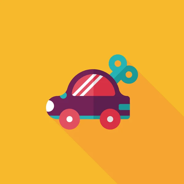 Juguete coche plano icono con sombra larga — Vector de stock