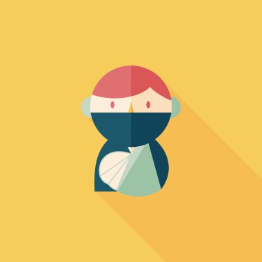 uzun gölge ile kadın hasta düz simgesi