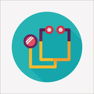 steteskop düz simgesi ve uzun gölgesi