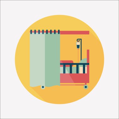 uzun gölge ile hastane yatak düz simgesi