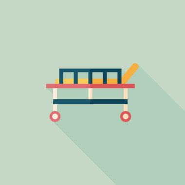 uzun gölge ile hastane yatak düz simgesi