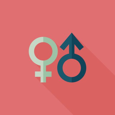 uzun gölge ile cinsiyet sembolü düz simgesi