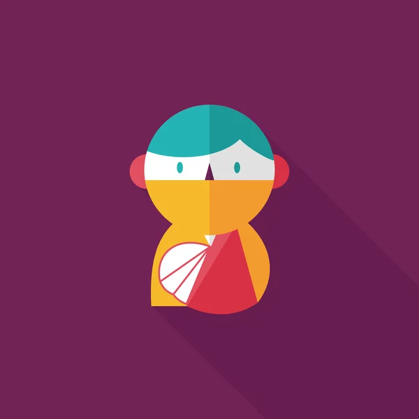 Mujer paciente icono plano con sombra larga — Vector de stock