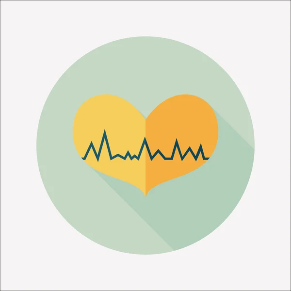 ECG heart flat icon with long shadow — Stock Vector