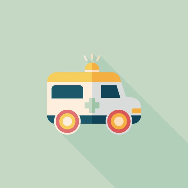 Ambulance platte pictogram met lange schaduw — Stockvector