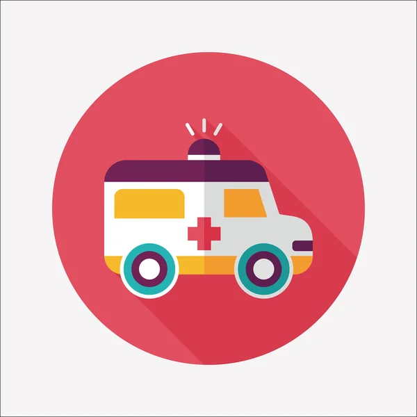 Krankenwagen flache Ikone mit langem Schatten — Stockvektor