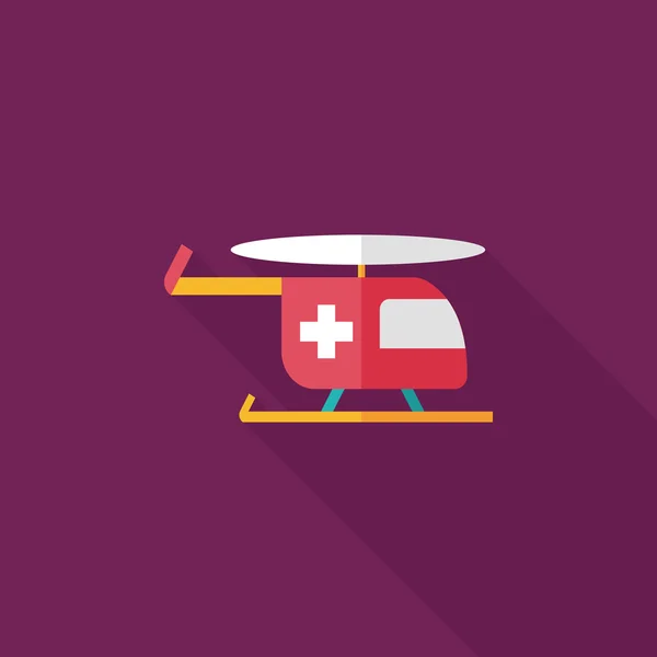 Medical helicopter flat icon with long shadow — Stock Vector