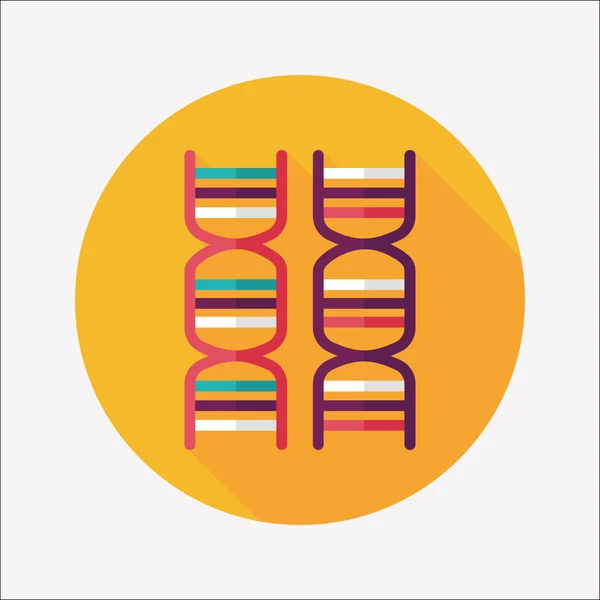 DNA uzun gölge düz simgesi — Stok Vektör