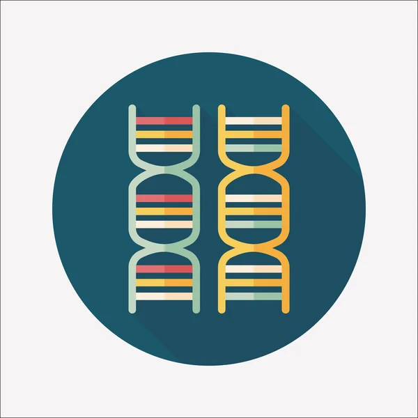 DNA uzun gölge düz simgesi — Stok Vektör