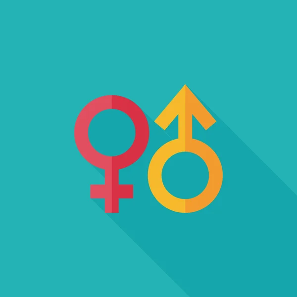 Gender-Symbol flaches Symbol mit langem Schatten — Stockvektor