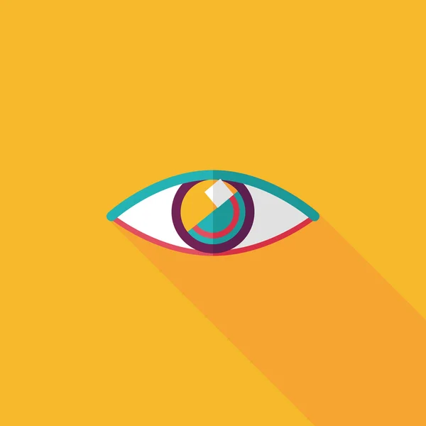 Eye flat icon with long shadow — Stock Vector