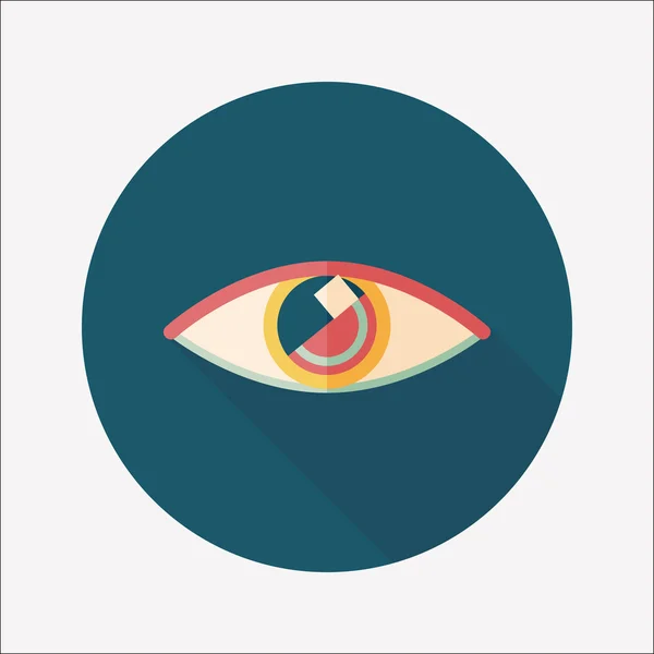 Icono plano de ojos con sombra larga — Vector de stock