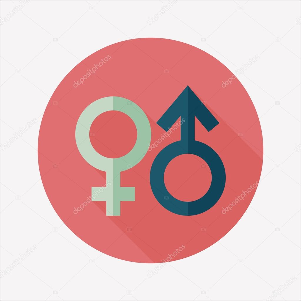 Gender symbol flat icon with long shadow