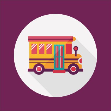 okul otobüsü düz simgesi ile uzun gölge, eps10