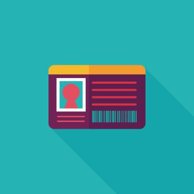 kimlik kartı ile uzun gölge düz simgesi