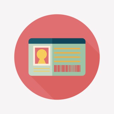 kimlik kartı ile uzun gölge düz simgesi