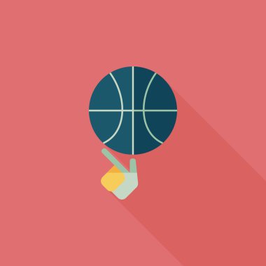 Basketbol düz simgesi ile uzun gölge, eps10