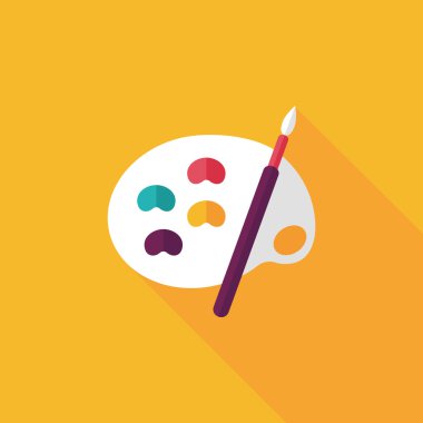 Resim paleti uzun gölge, eps 10 ile boya fırçası düz simgesi ile