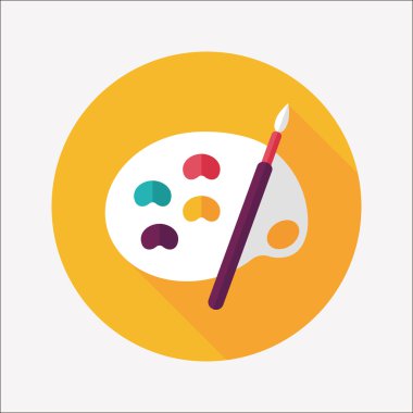 Resim paleti uzun gölge, eps 10 ile boya fırçası düz simgesi ile