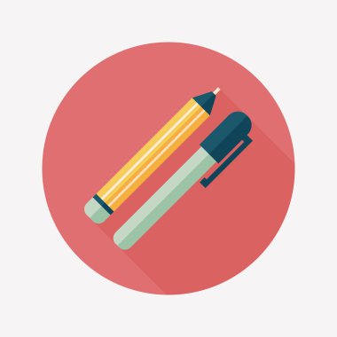 Uzun Gölge, eps10 kalem ve kurşun kalem düz simgesi