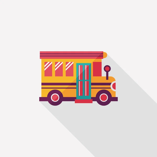 Школьный автобус плоская иконка с длинной тенью, eps10 — стоковый вектор