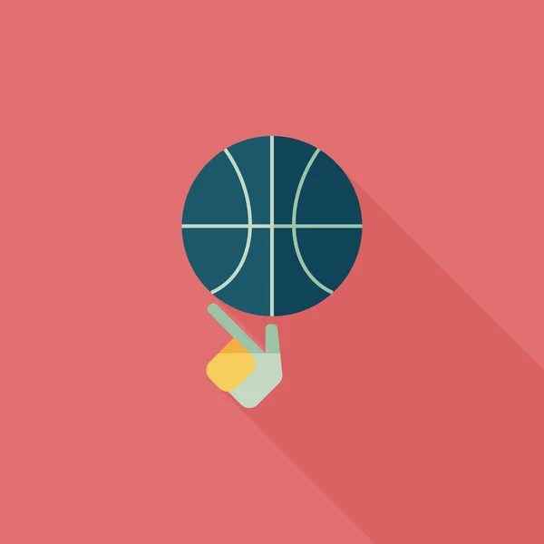 Basketbal platte pictogram met lange schaduw, eps10 — Stockvector