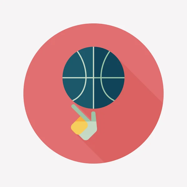 Ícone plano de basquete com sombra longa, eps10 — Vetor de Stock