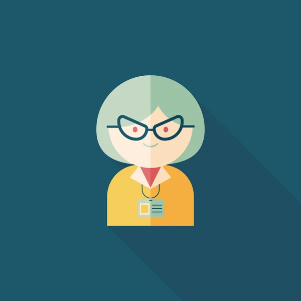 Businesswoman flat icon with long shadow, eps10 — стоковый вектор