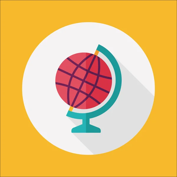 Icono del globo, icono plano con sombra larga — Vector de stock