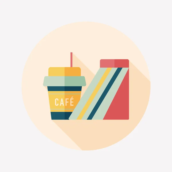 Sandwich et café icône plate avec ombre longue, eps10 — Image vectorielle