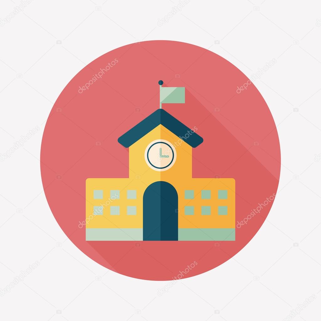 School building flat icon with long shadow,eps10