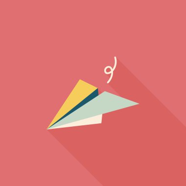 Kağıt Uçak düz simgesi ile uzun gölge