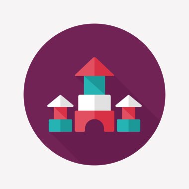 uzun gölge ile tuğla ev düz simgesi