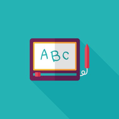 uzun gölge ile çocuk çizim kurulu düz simgesi