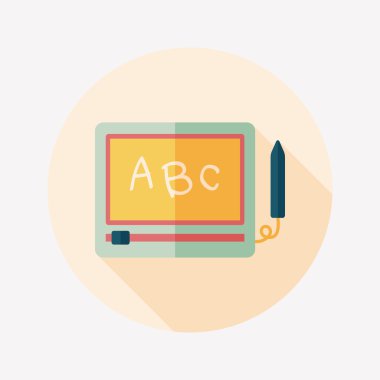 uzun gölge ile çocuk çizim kurulu düz simgesi