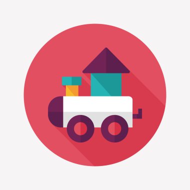 Tren oyuncak uzun gölge, eps 10 düz simgesiyle