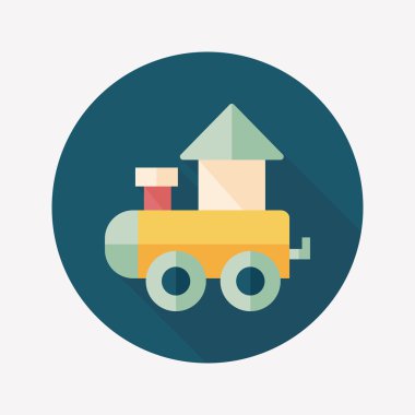 Tren oyuncak uzun gölge, eps 10 düz simgesiyle