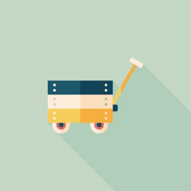 oyuncak sepeti düz simgesi ile uzun gölge, eps10