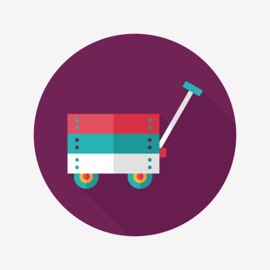 oyuncak sepeti düz simgesi ile uzun gölge, eps10