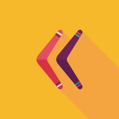 Bumerang uzun gölge düz simgesi