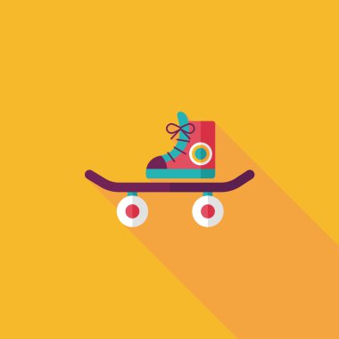 kaykay uzun gölge düz simgesi