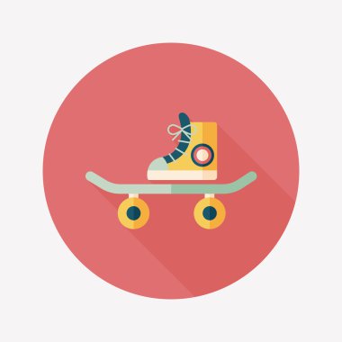 kaykay uzun gölge düz simgesi